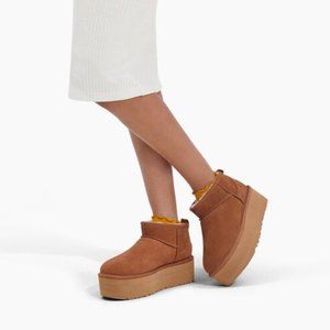 UGG Classic Ultra Mini Platforms in Chestnut (New, Never Worn)